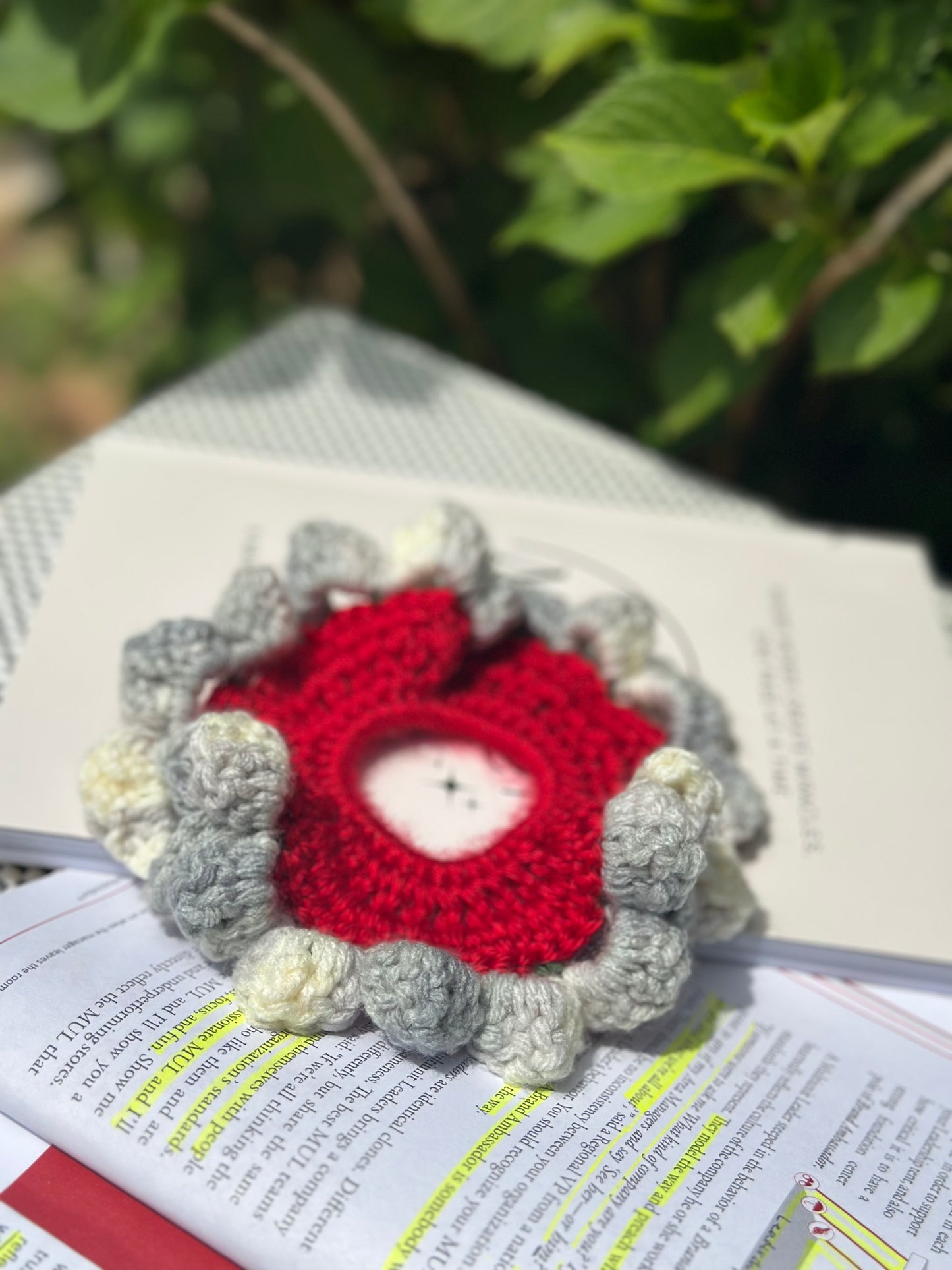 Crochet Scrunchies- White-Red