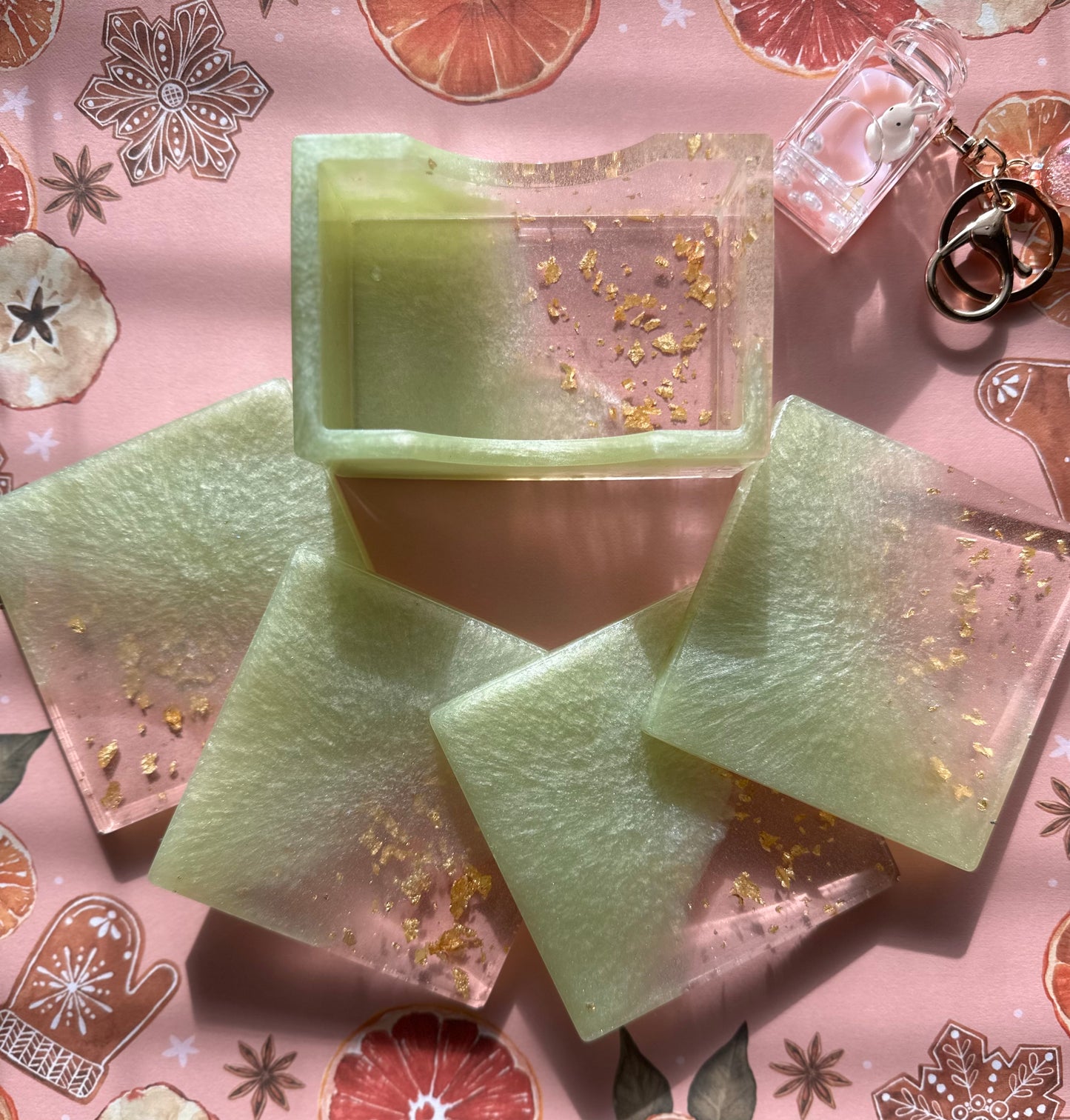 Minty-Green Coaster Set