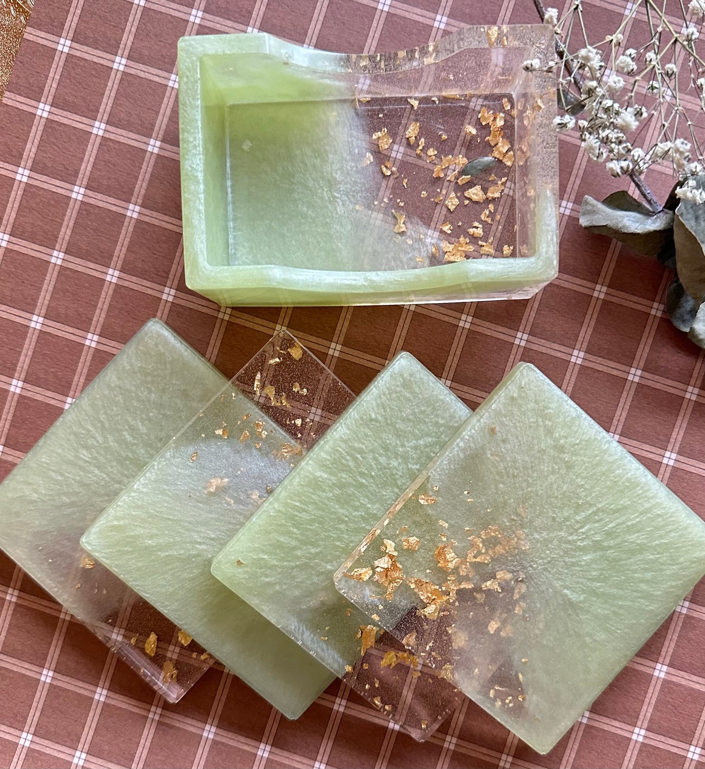 Minty-Green Coaster Set