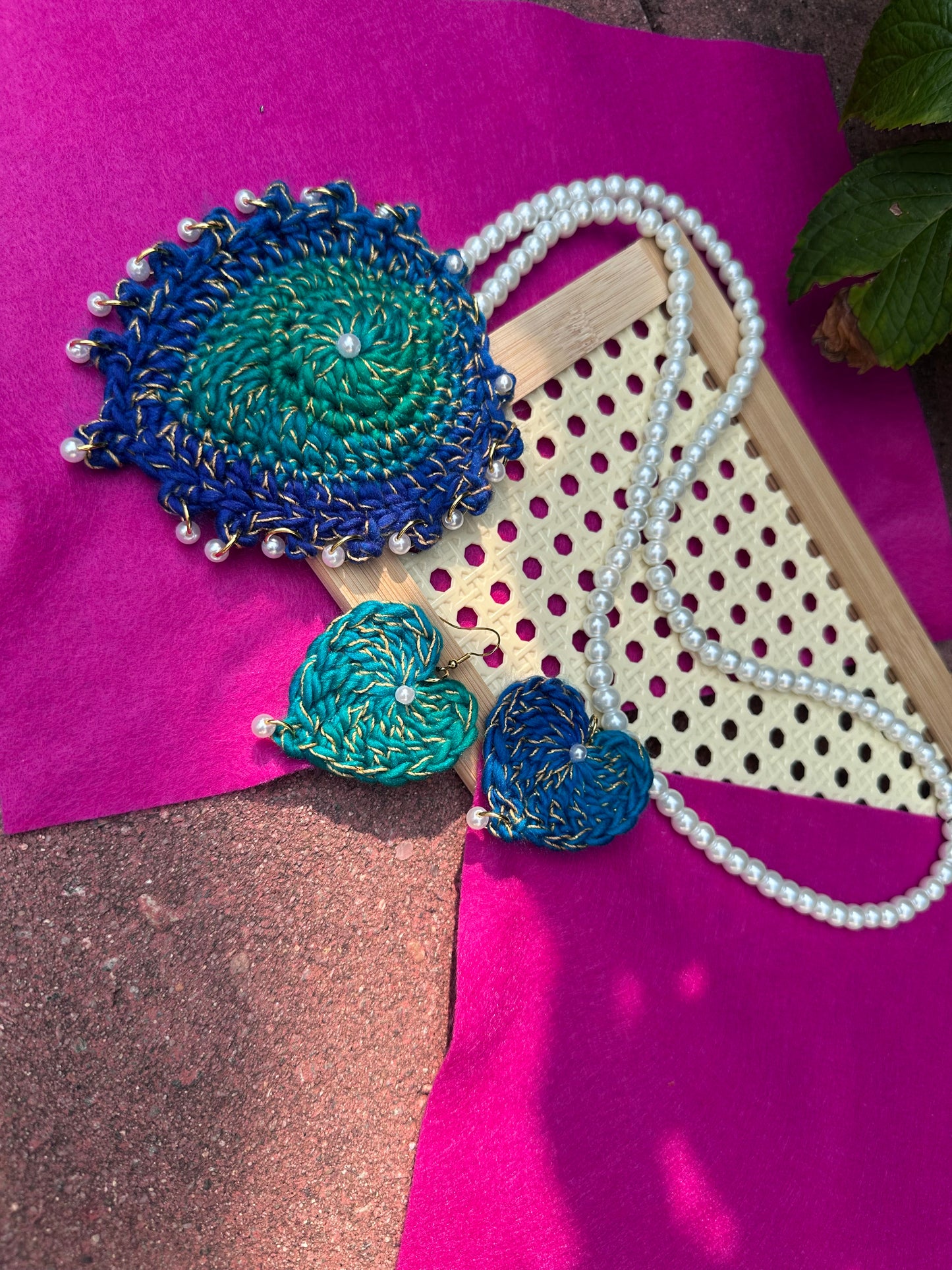 Peacock inspired Crochet Jewelry