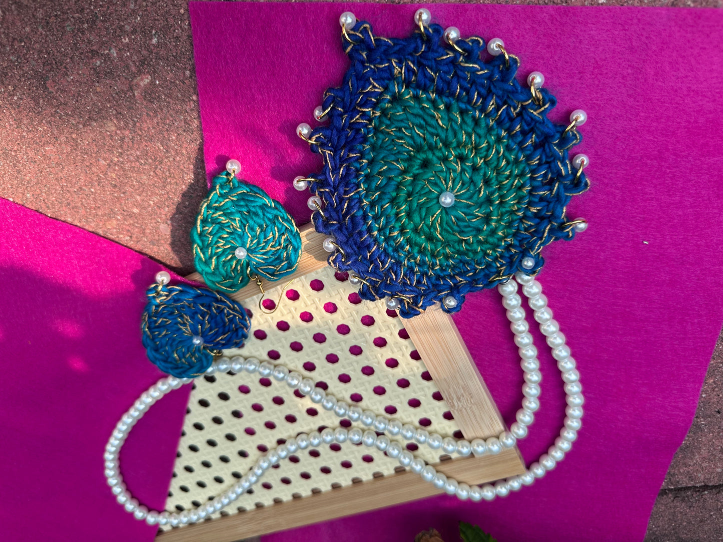 Peacock inspired Crochet Jewelry
