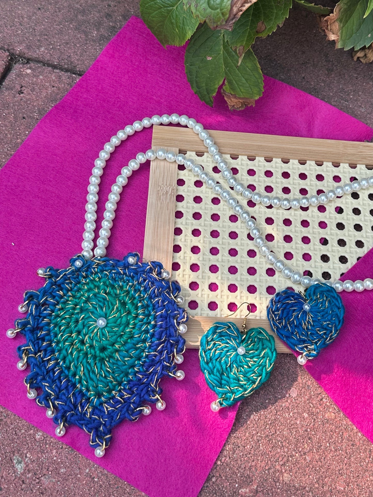 Peacock inspired Crochet Jewelry