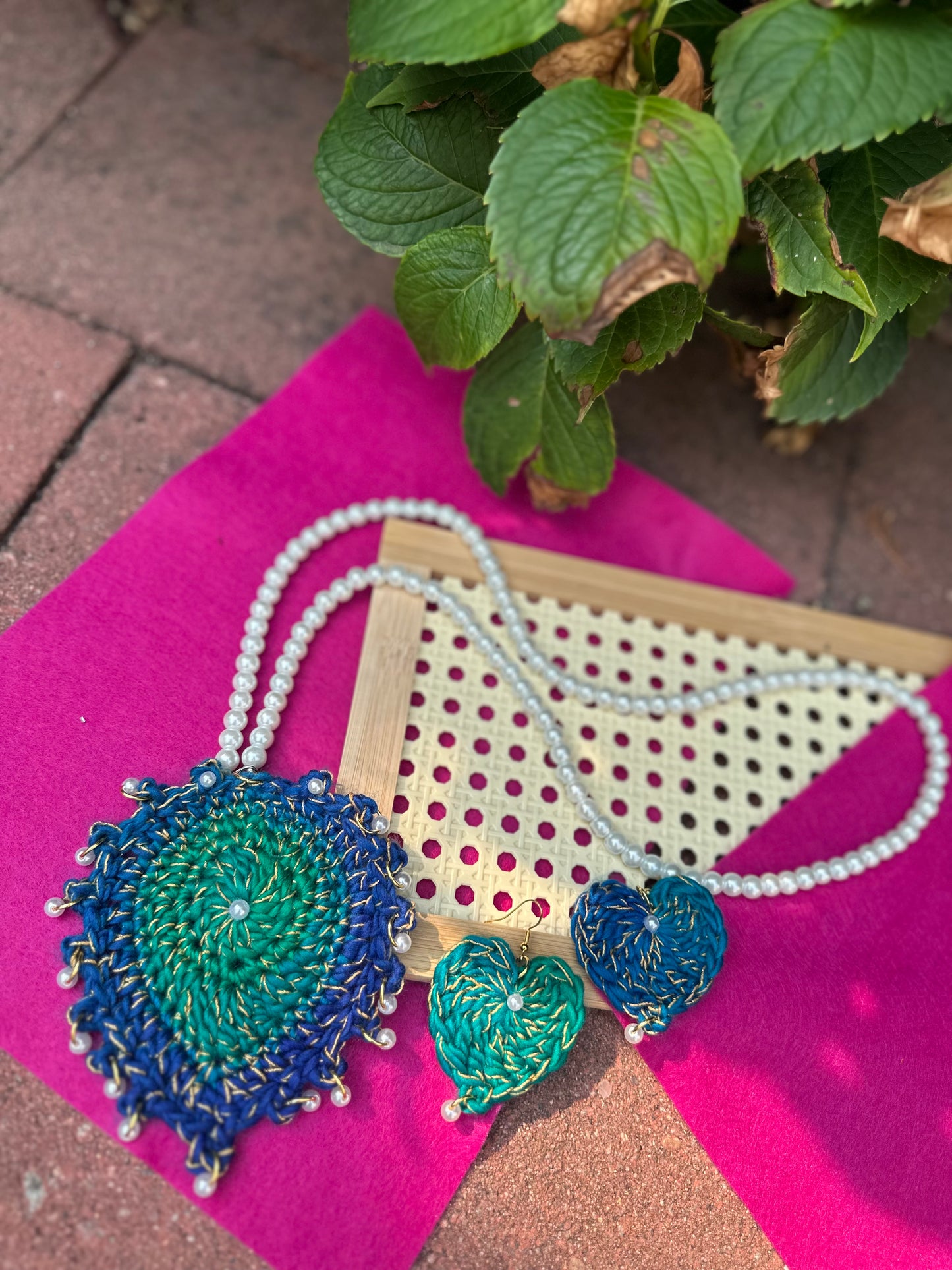 Peacock inspired Crochet Jewelry