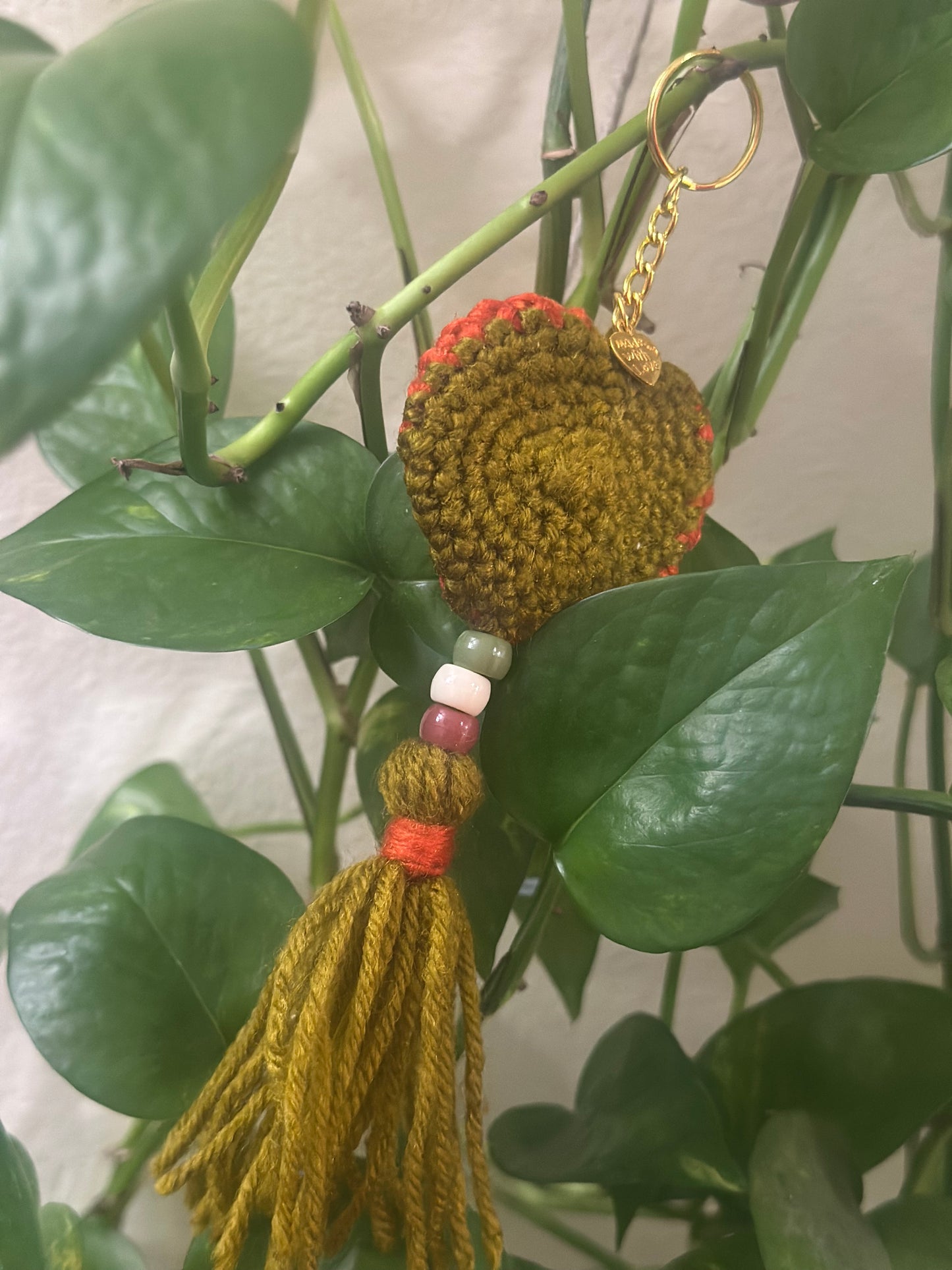 Crochet Heart Keychain with Tassel