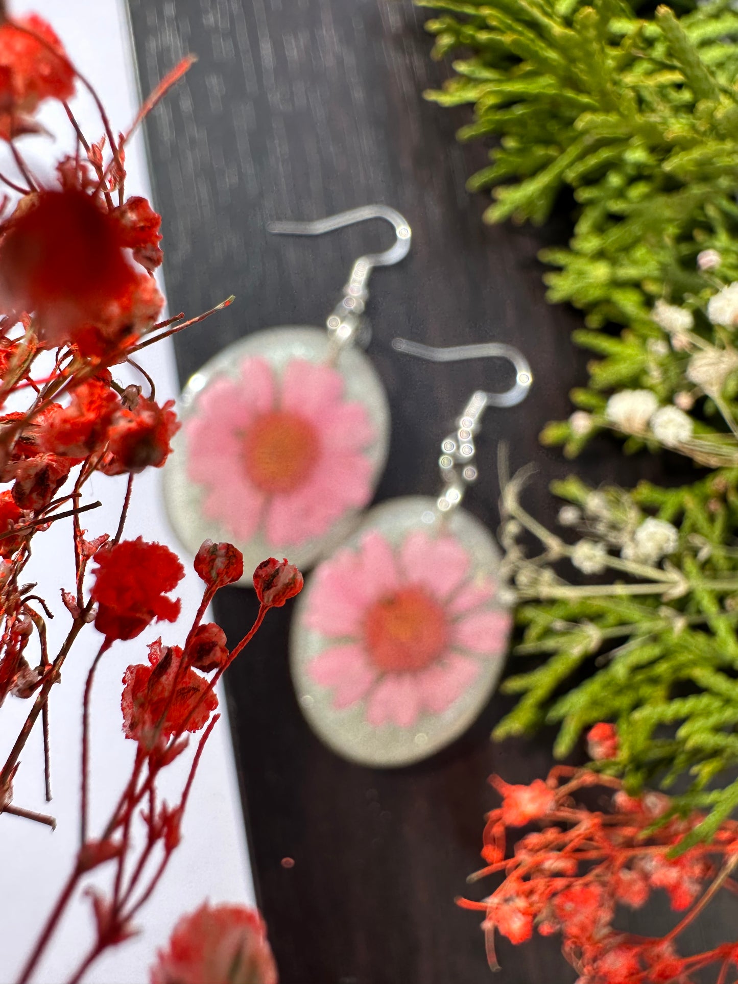 Pink Daisy Earrings
