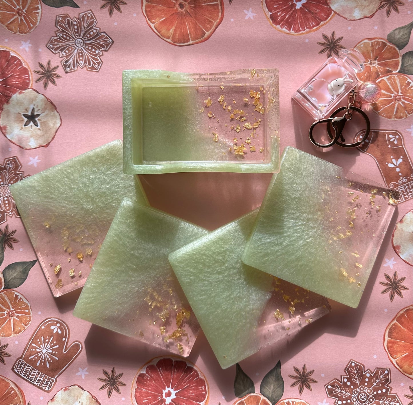 Minty-Green Coaster Set