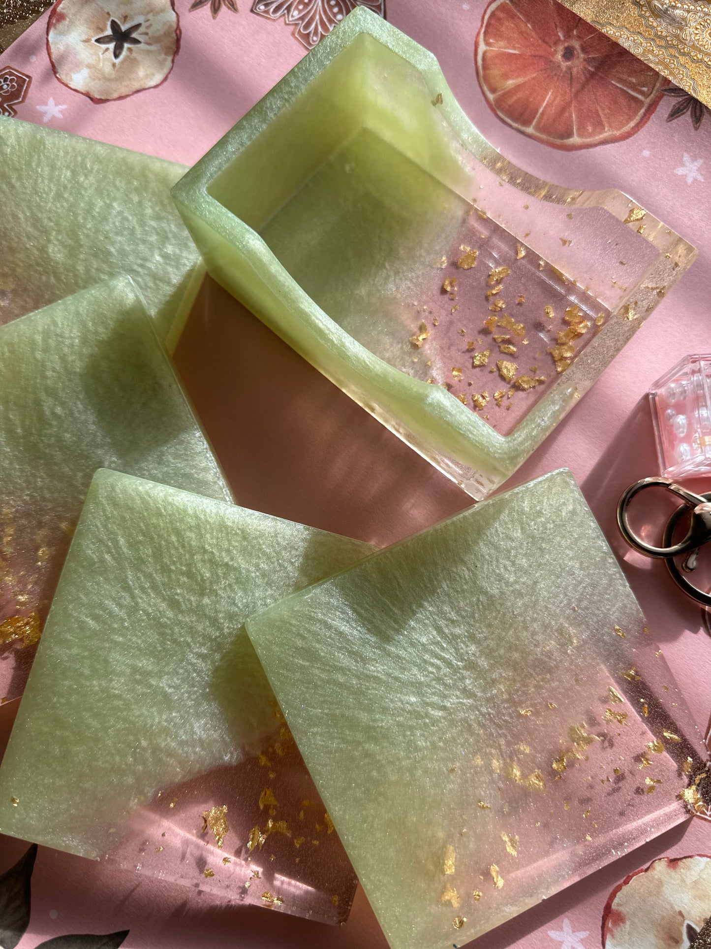 Minty-Green Coaster Set