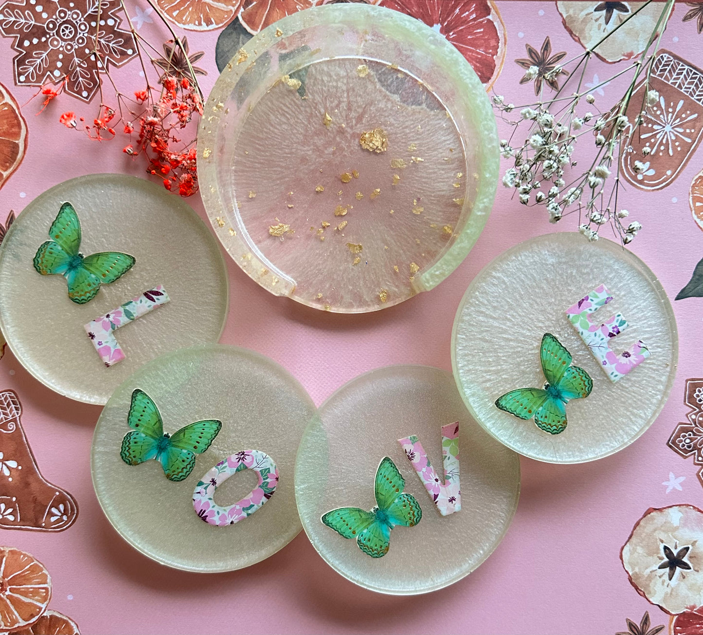 LOVE-Butterfly Coaster Set
