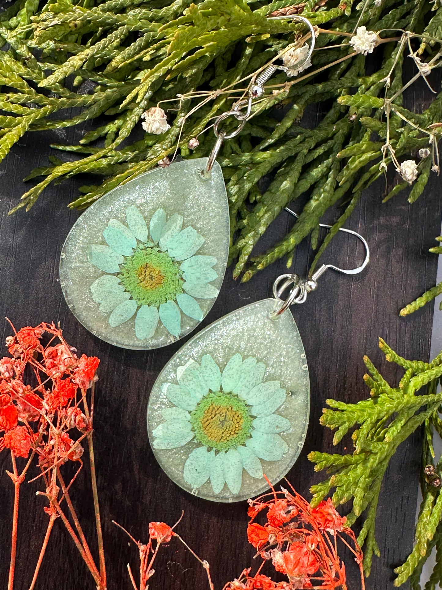 Blue Daisy Earrings