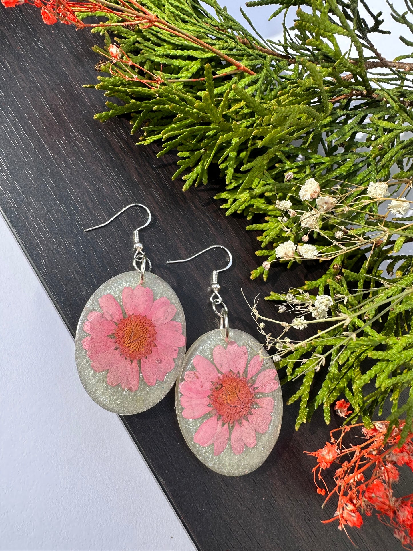 Pink Daisy Earrings