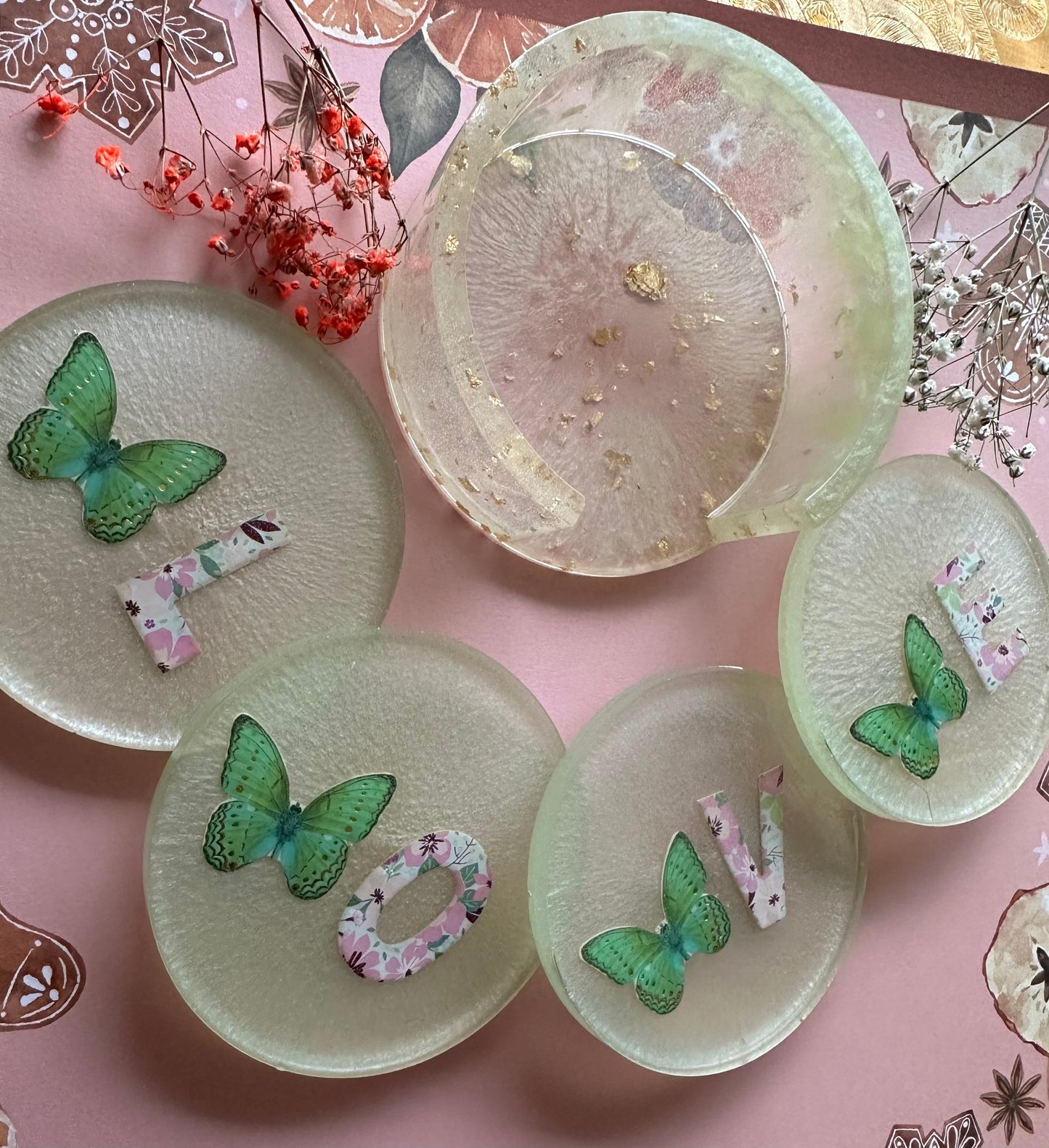 LOVE-Butterfly Coaster Set