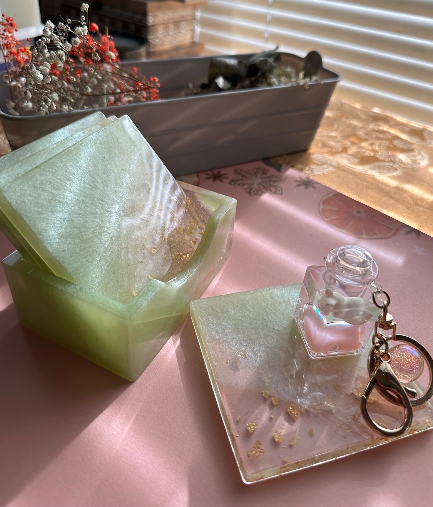 Minty-Green Coaster Set